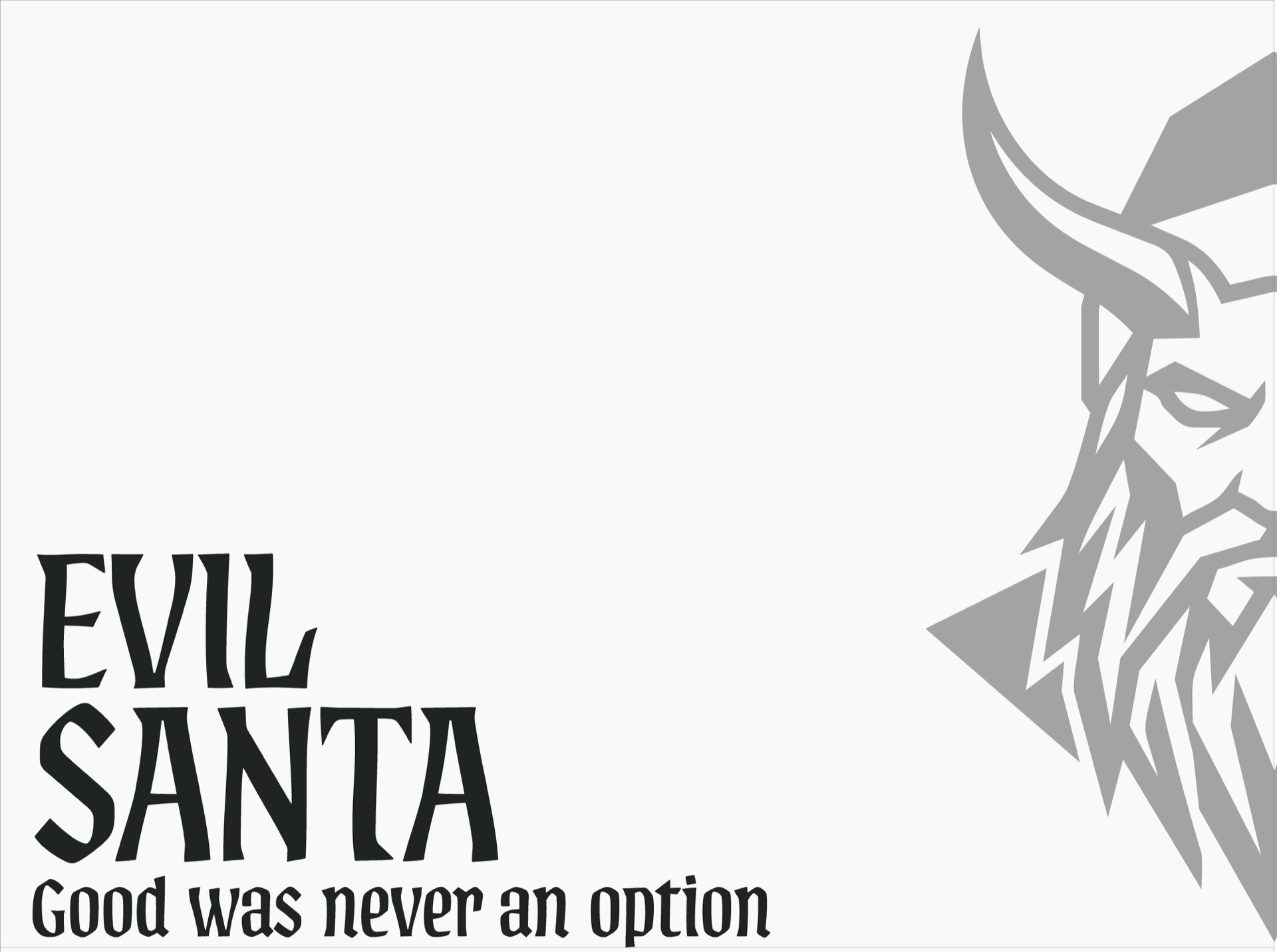 Evil Santa logo system — wordmark and mascot on white