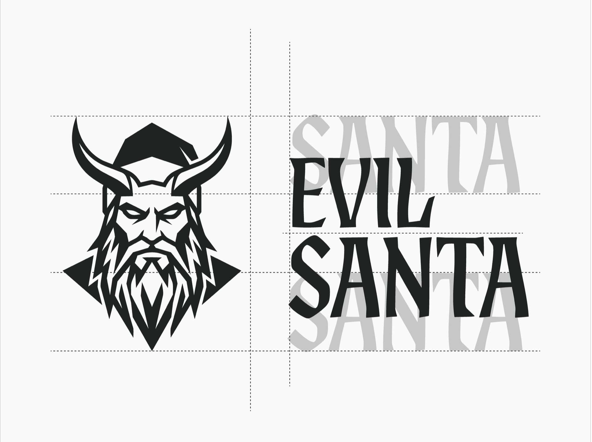 Evil Santa primary logo construction — light version