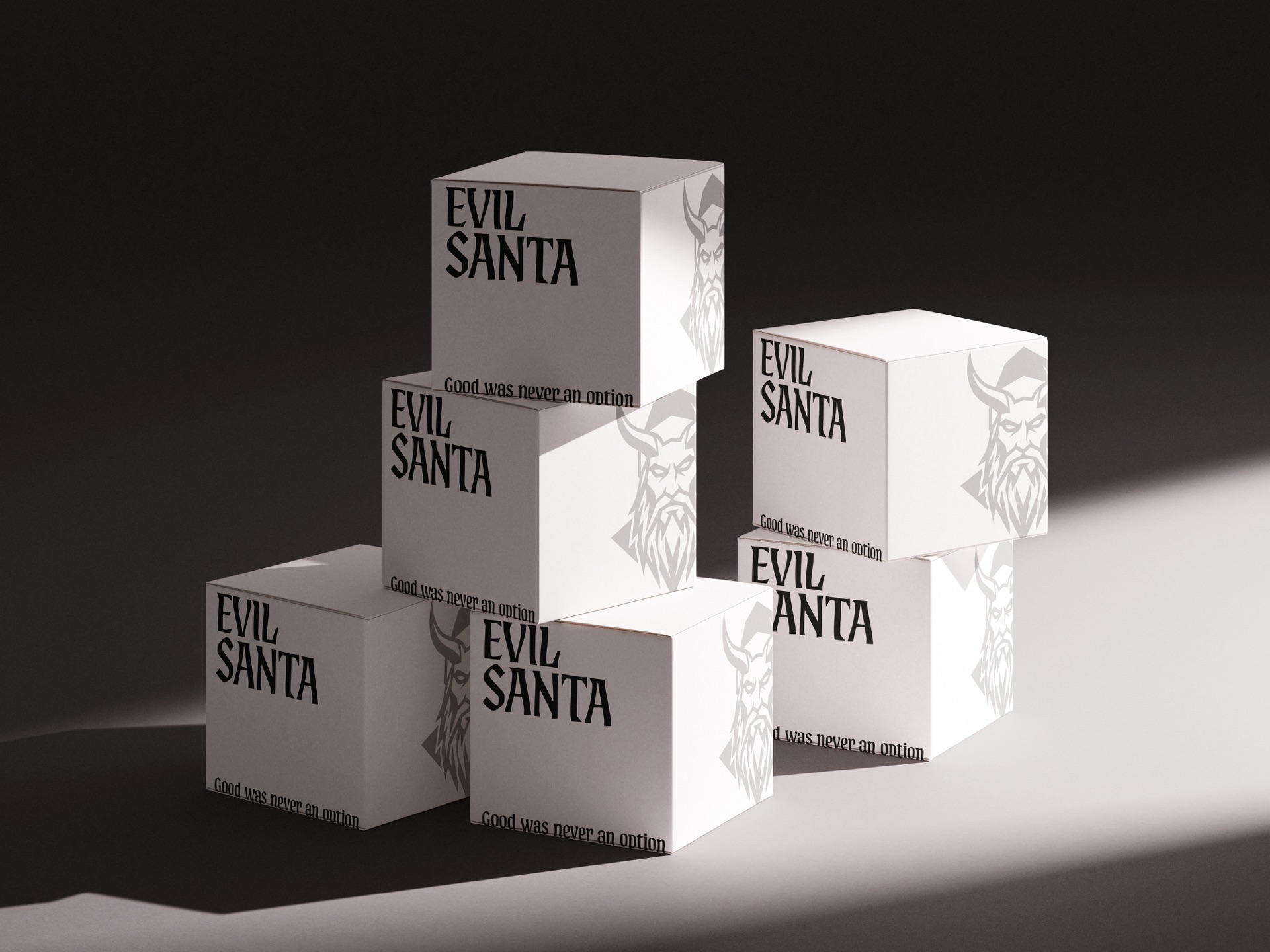 Evil Santa light box packaging mockup