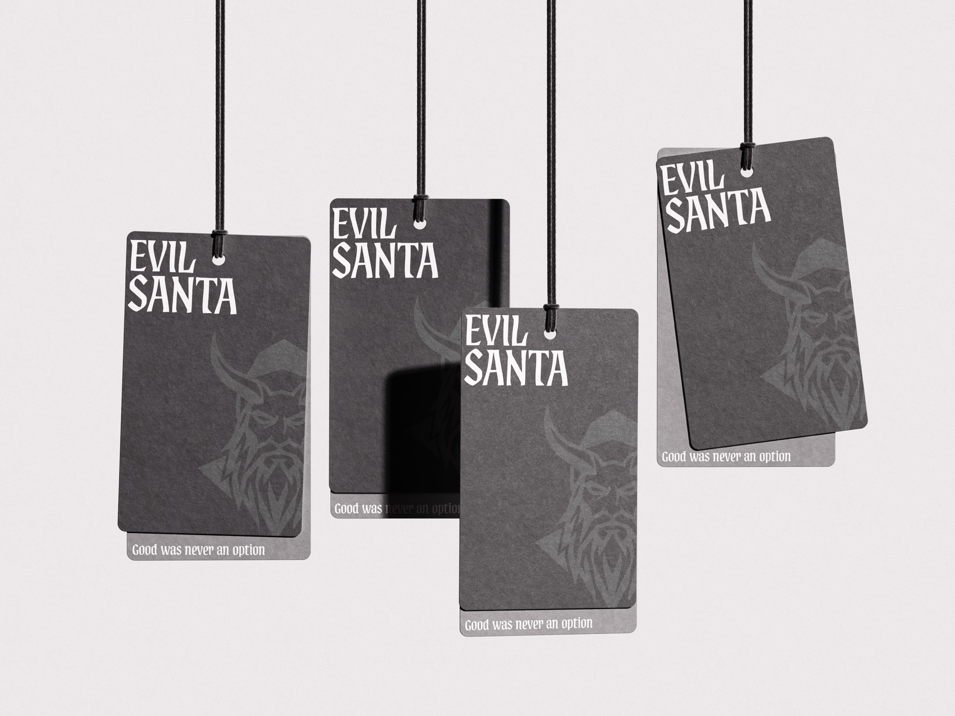 Evil Santa label and hang tags