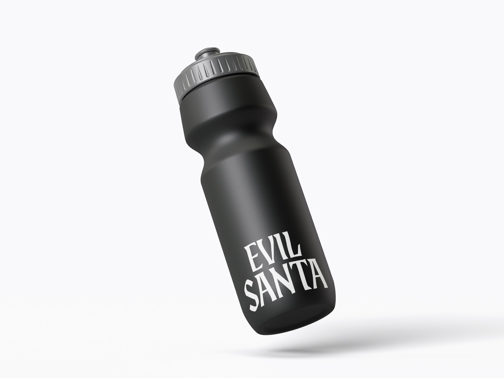 Evil Santa sport bottle mockup floating