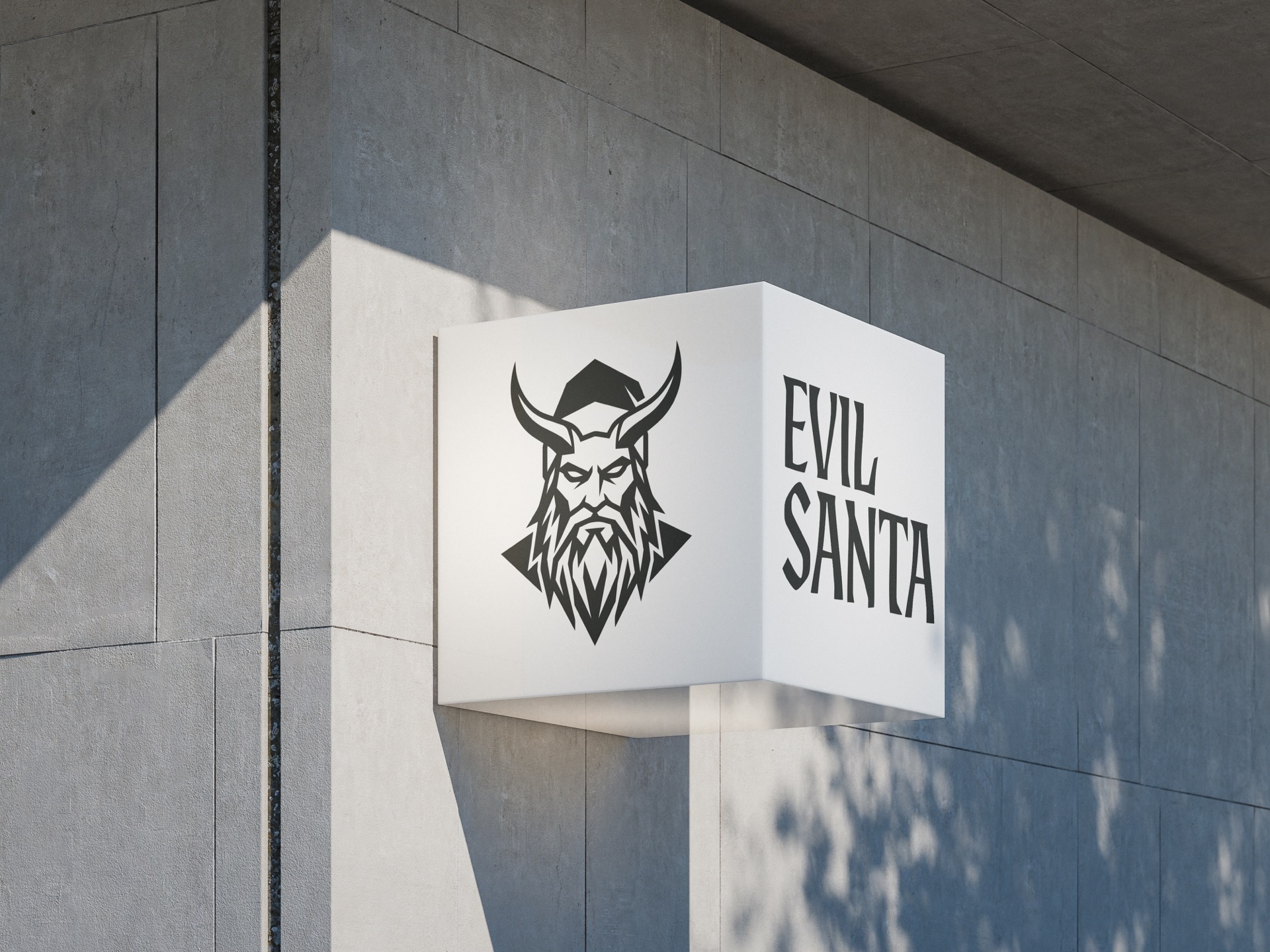 Evil Santa storefront signage mockup
